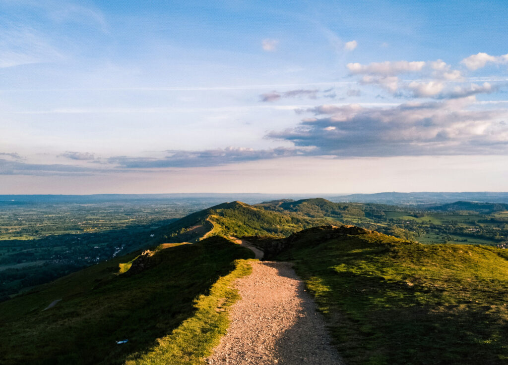Scenic picture of the Malvern hills, a section of beautiful English countryside.